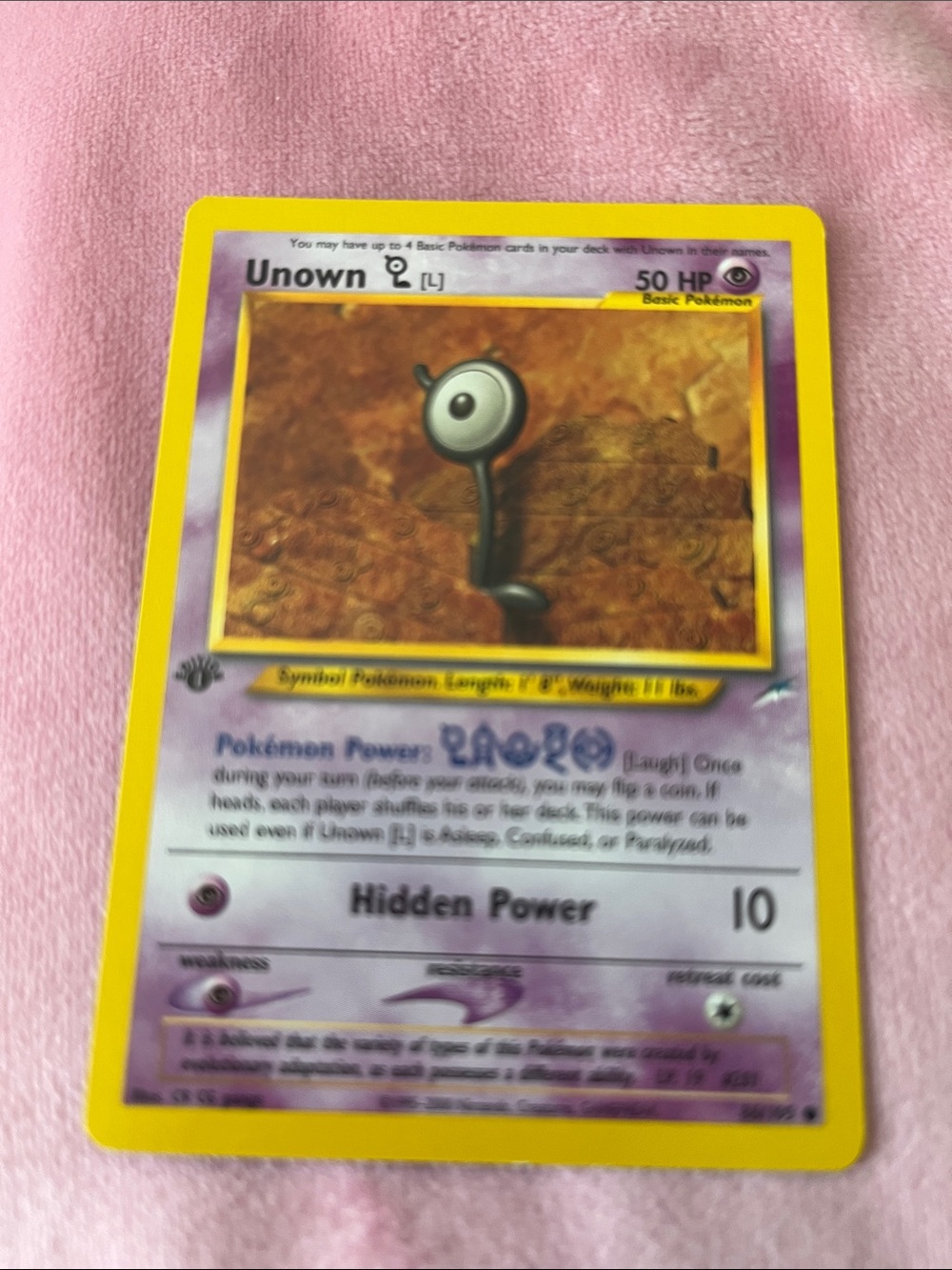 Pokemon Unown L Yellow Border Card with Purple and White Accents